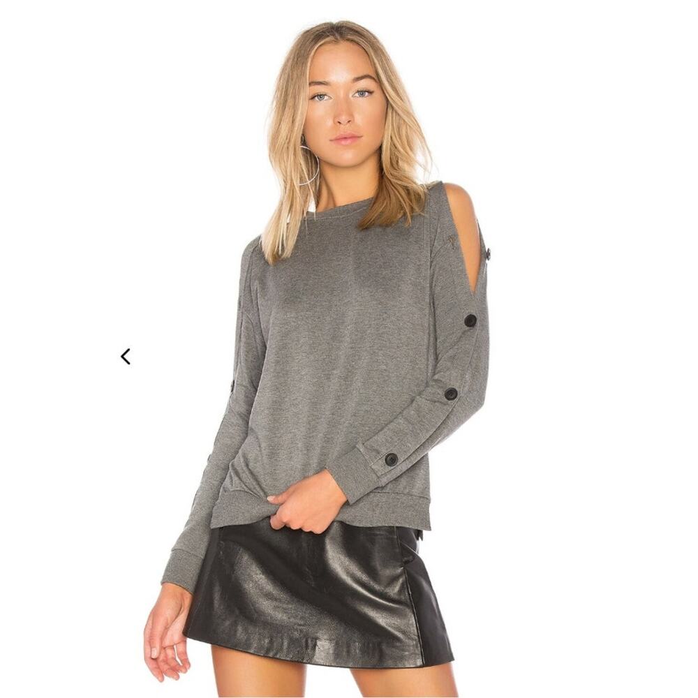 Bailey 44 Soft gray tunic sweatshirt with buttons on sleeve